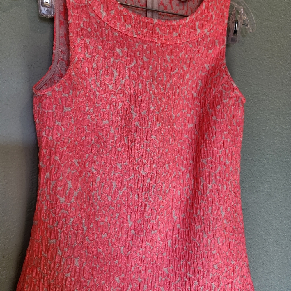 Banana Republic Neon Textured Patterned Stretch Women's 4 Tank Pink Barbiecore. - Picture 2 of 5